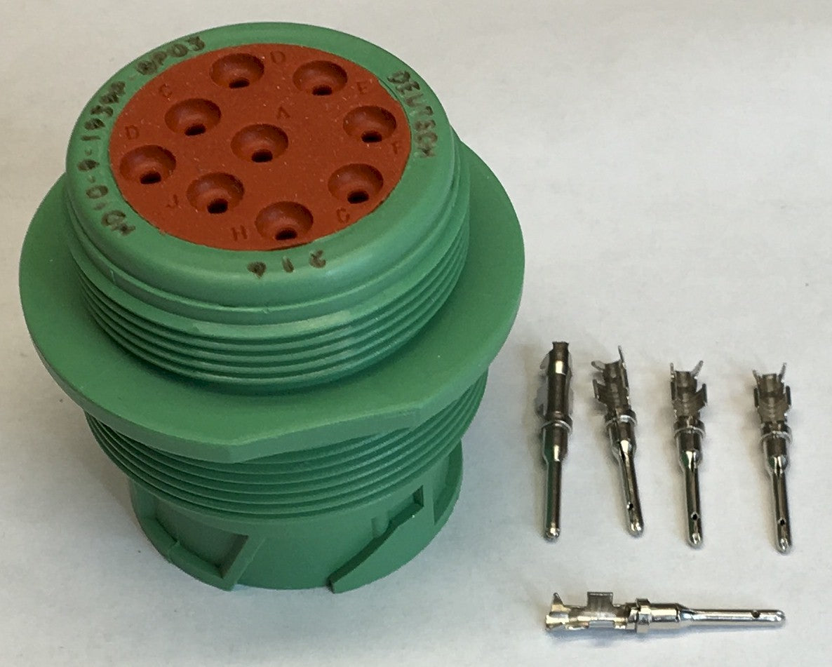 J1939 Type 2 (Green) Male Vehicle JamNut Connector, with 5 pins