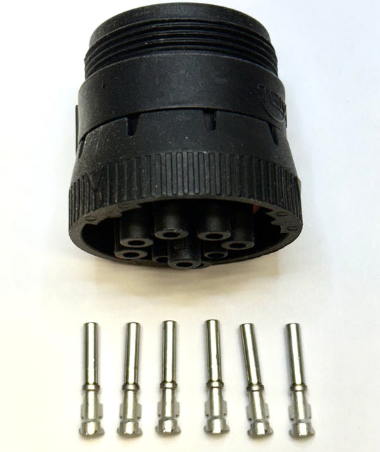 J1939 Type 1 (Black) Connector with Lock Ring, 9-position, incl 6 crimp sockets