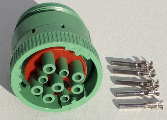 J1939 Type 2 (Green) Locking Female Test Connector, with 6 pins