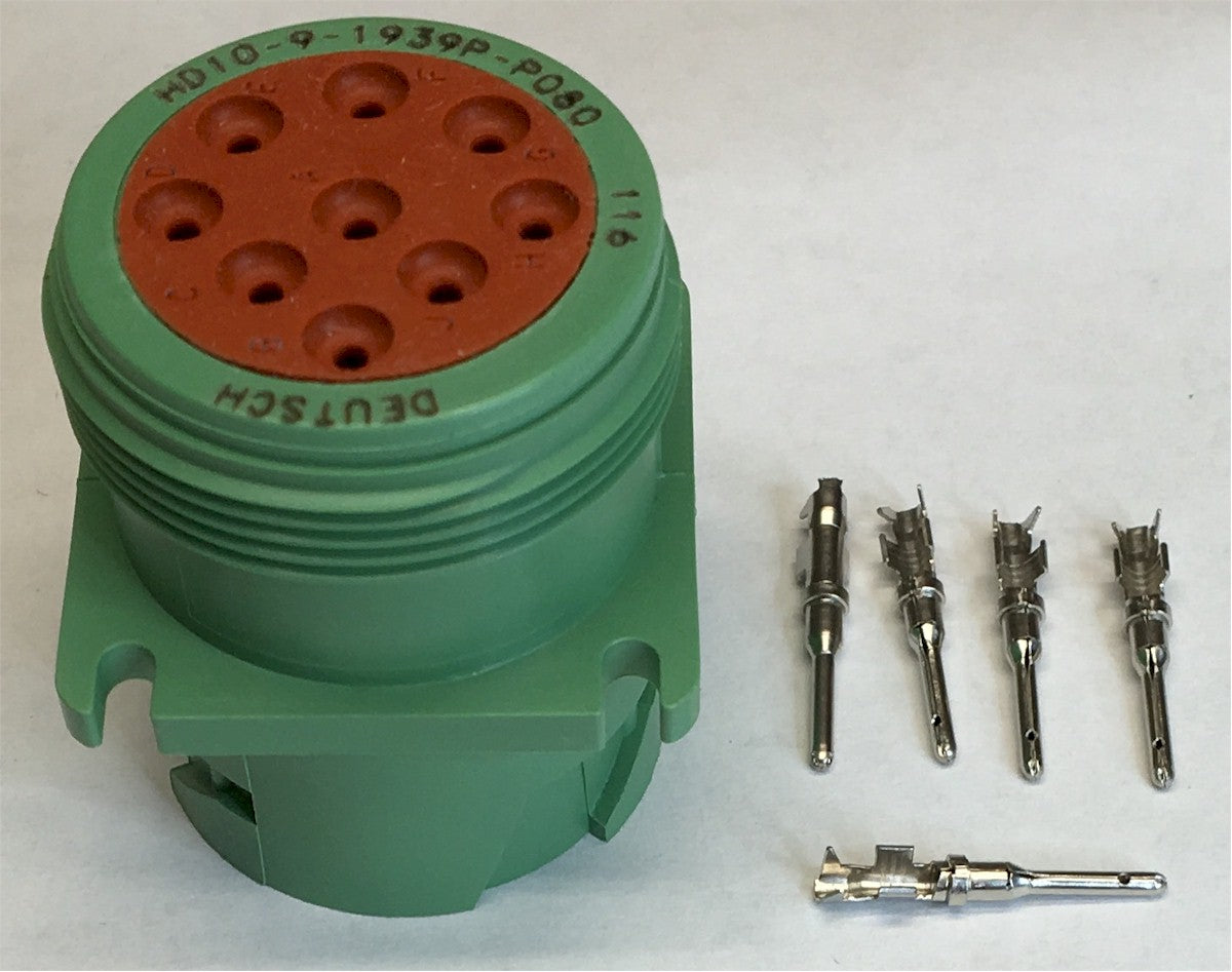 J1939 Type 2 (Green) Male Vehicle Screw Mount Connector, with 5 pins
